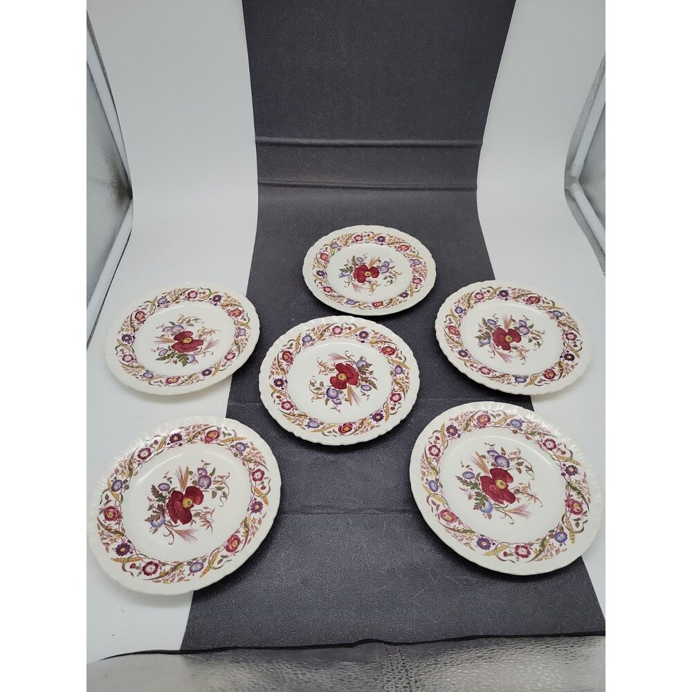Wedgwood Etruria Barleston Cornflower 6 3/8" Bread & Butter Plates Vtg Lot of 6